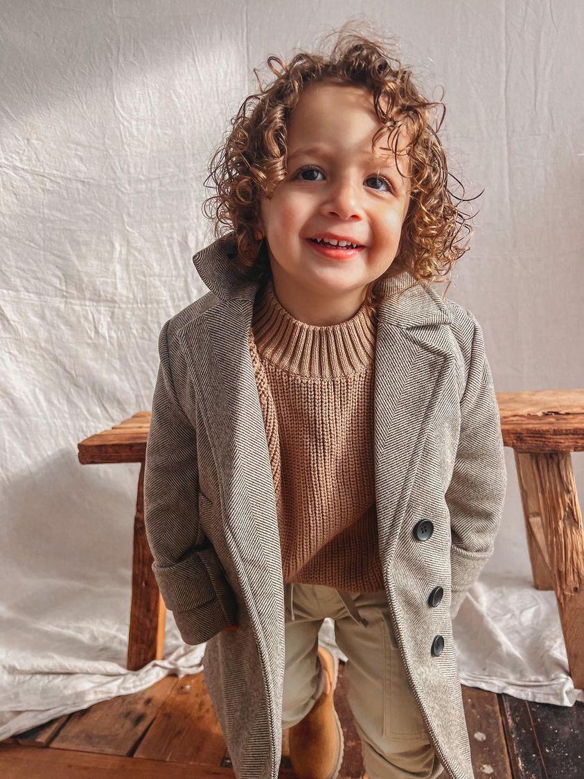 Boys Winter Luxe Coat - Tan Size 2-12 Years