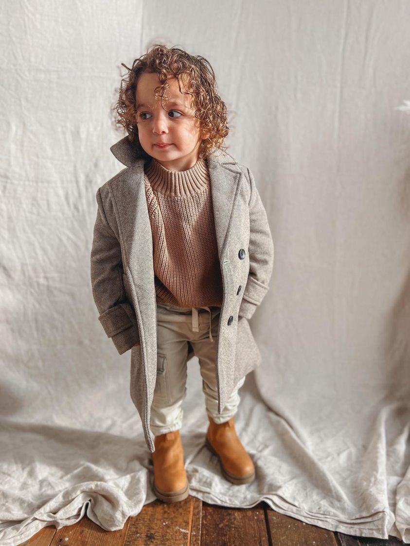 Boys Winter Luxe Coat - Tan Size 2-12 Years