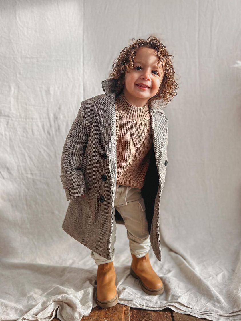 Boys Winter Luxe Coat - Tan Size 2-12 Years