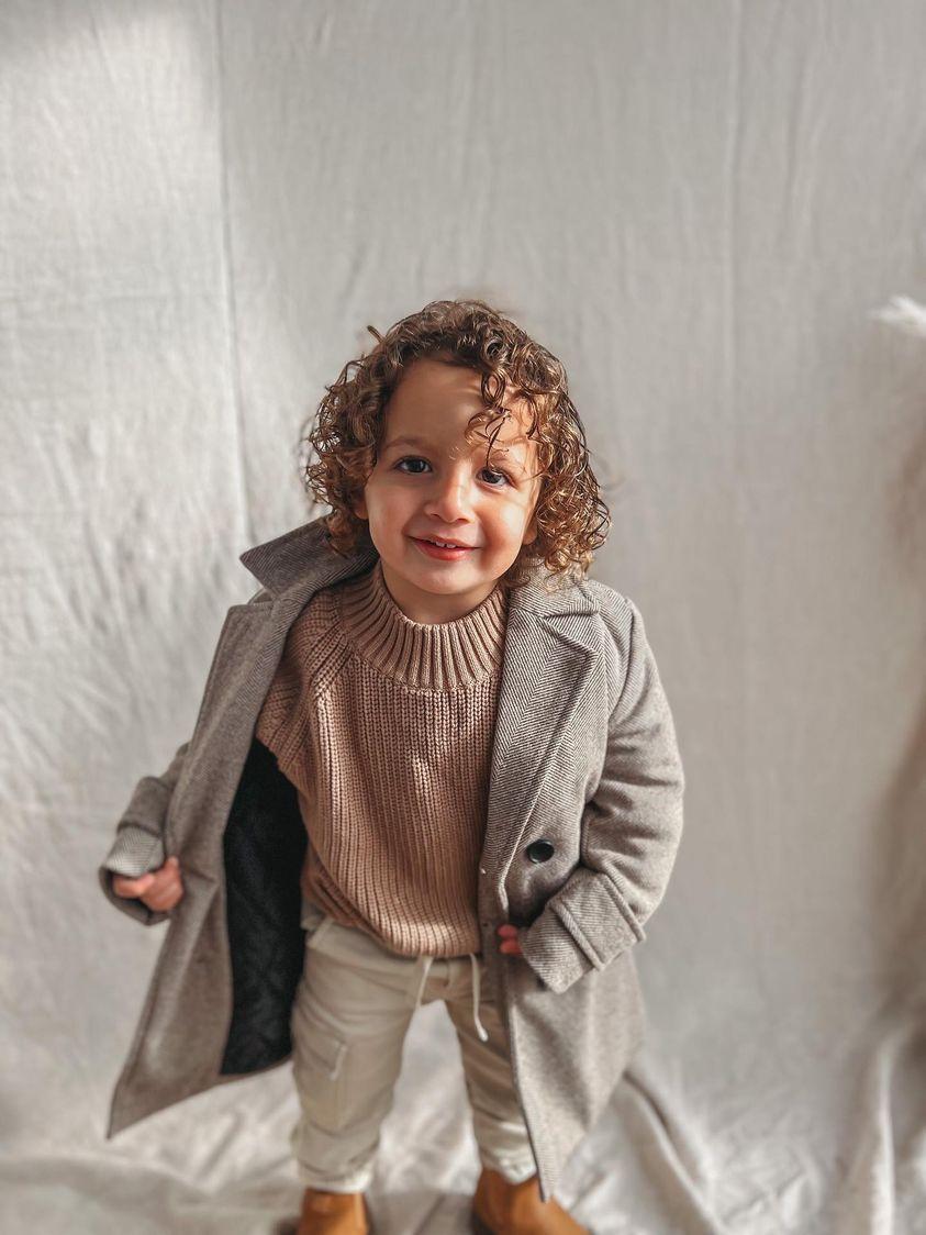 Boys Winter Luxe Coat - Tan Size 2-12 Years