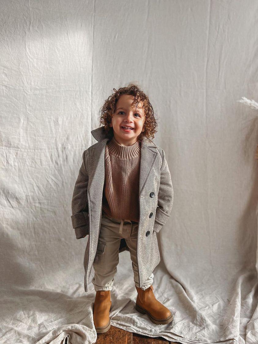 Boys Winter Luxe Coat - Tan Size 2-12 Years