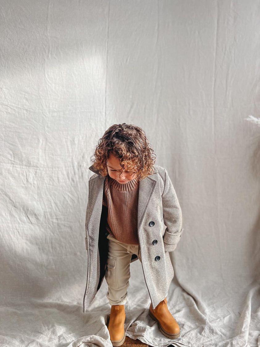 Boys Winter Luxe Coat - Tan Size 2-12 Years