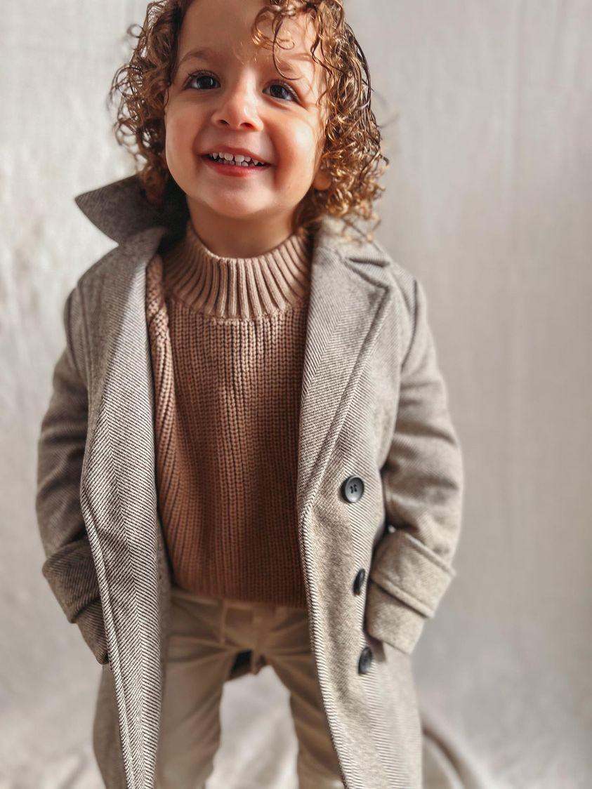 Boys Winter Luxe Coat - Tan Size 2-12 Years