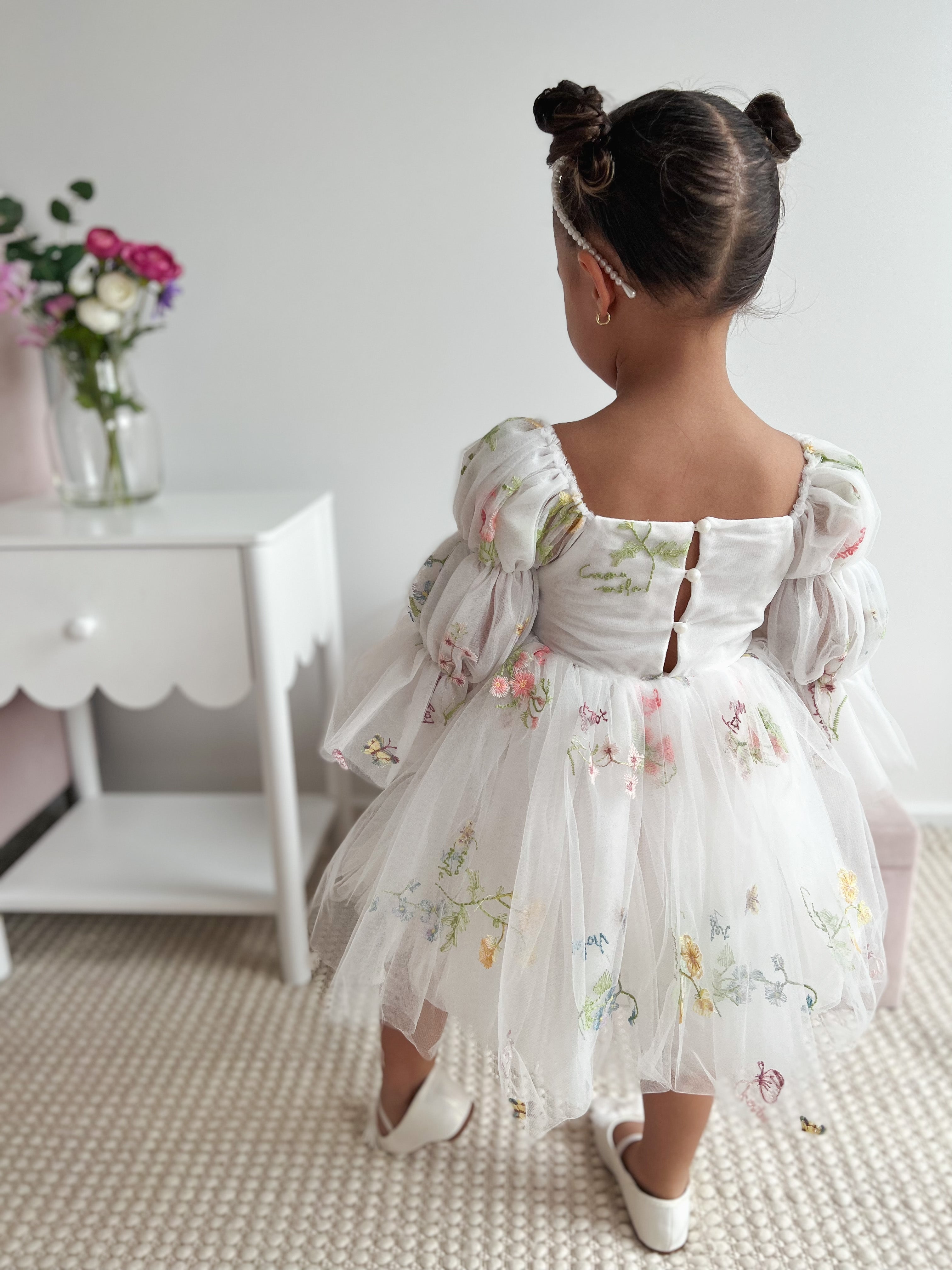 Floral White Party Dress