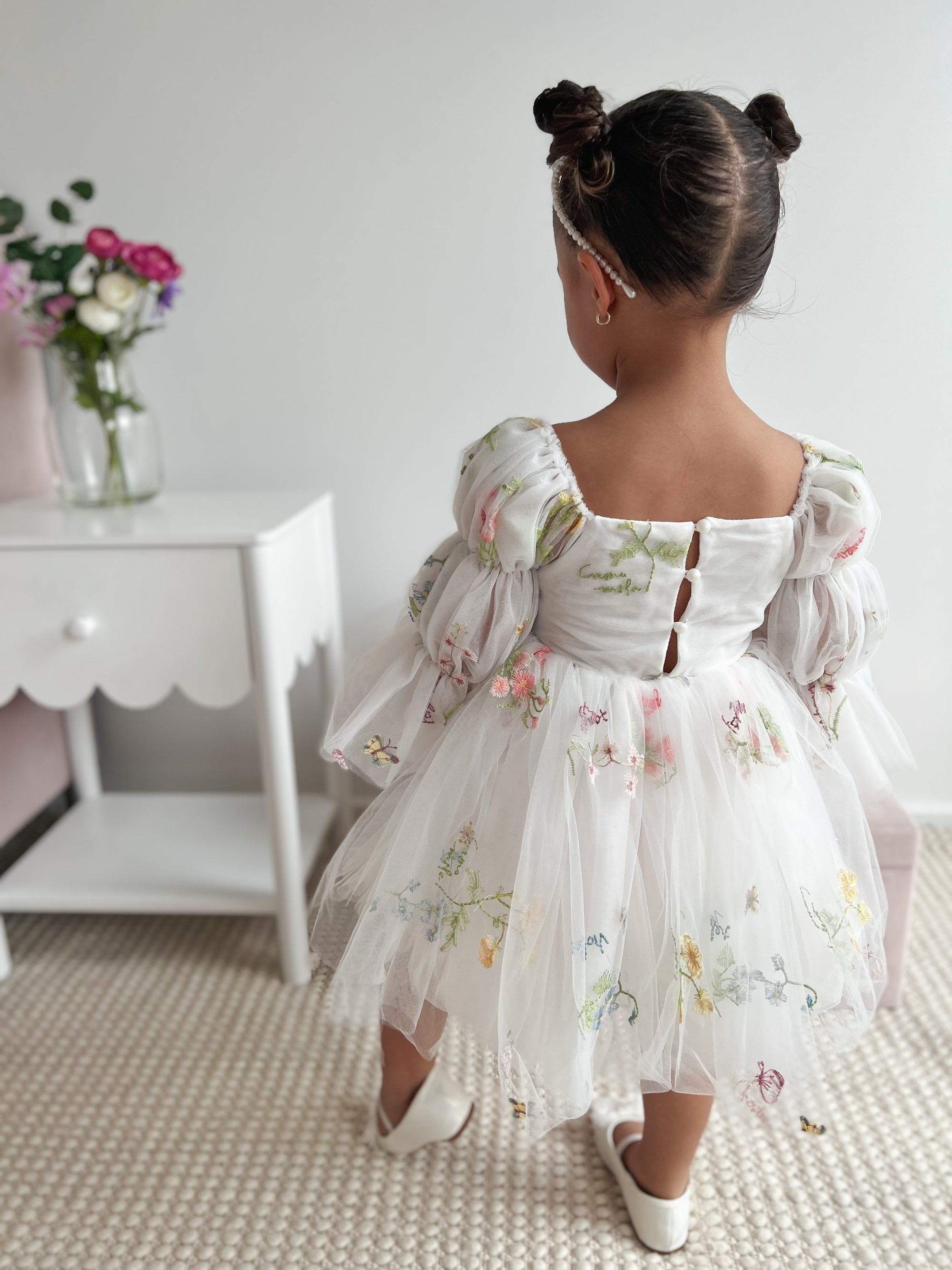 Floral White Party Dress