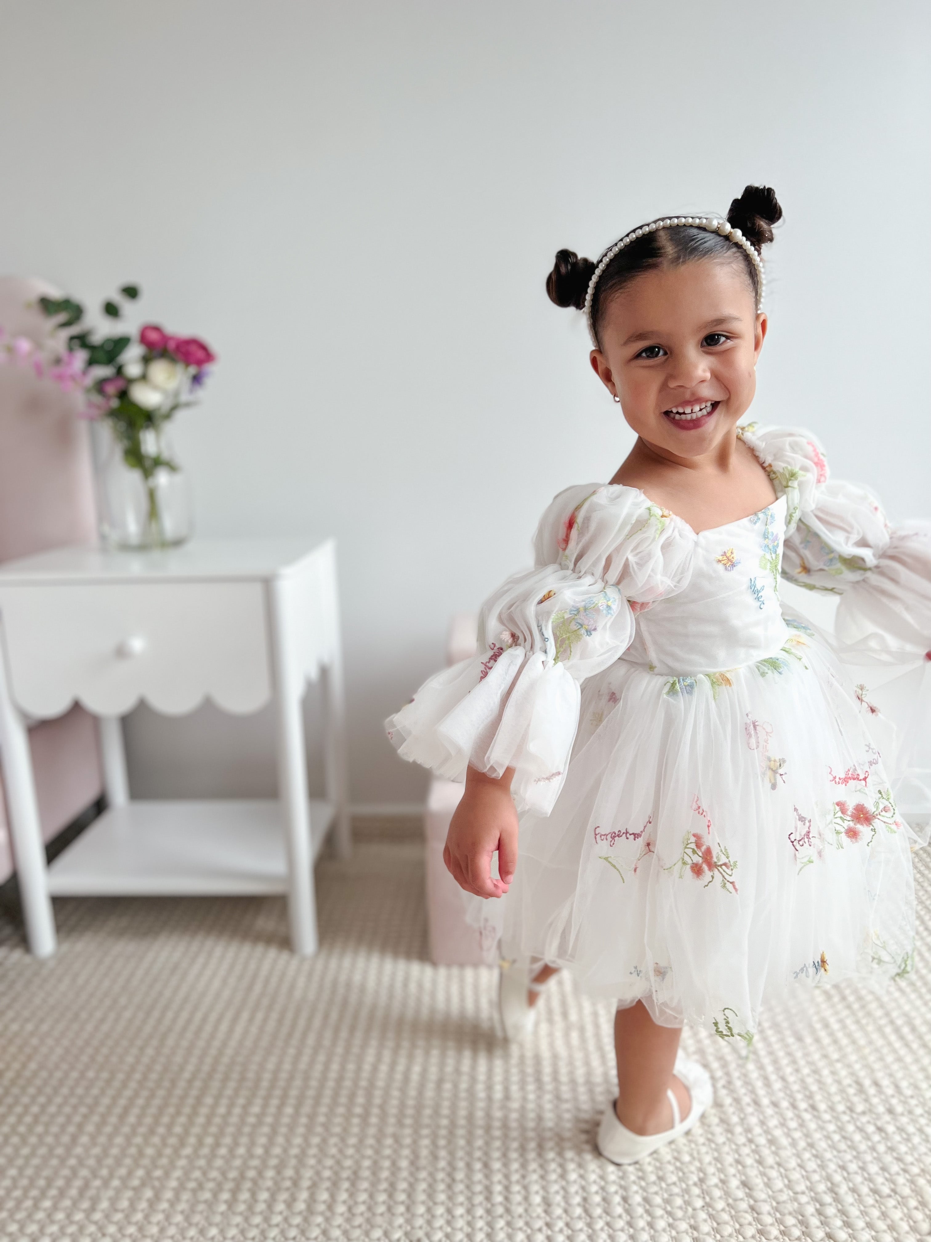 Floral White Party Dress