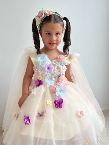 Floral Princess Dress - Yellow