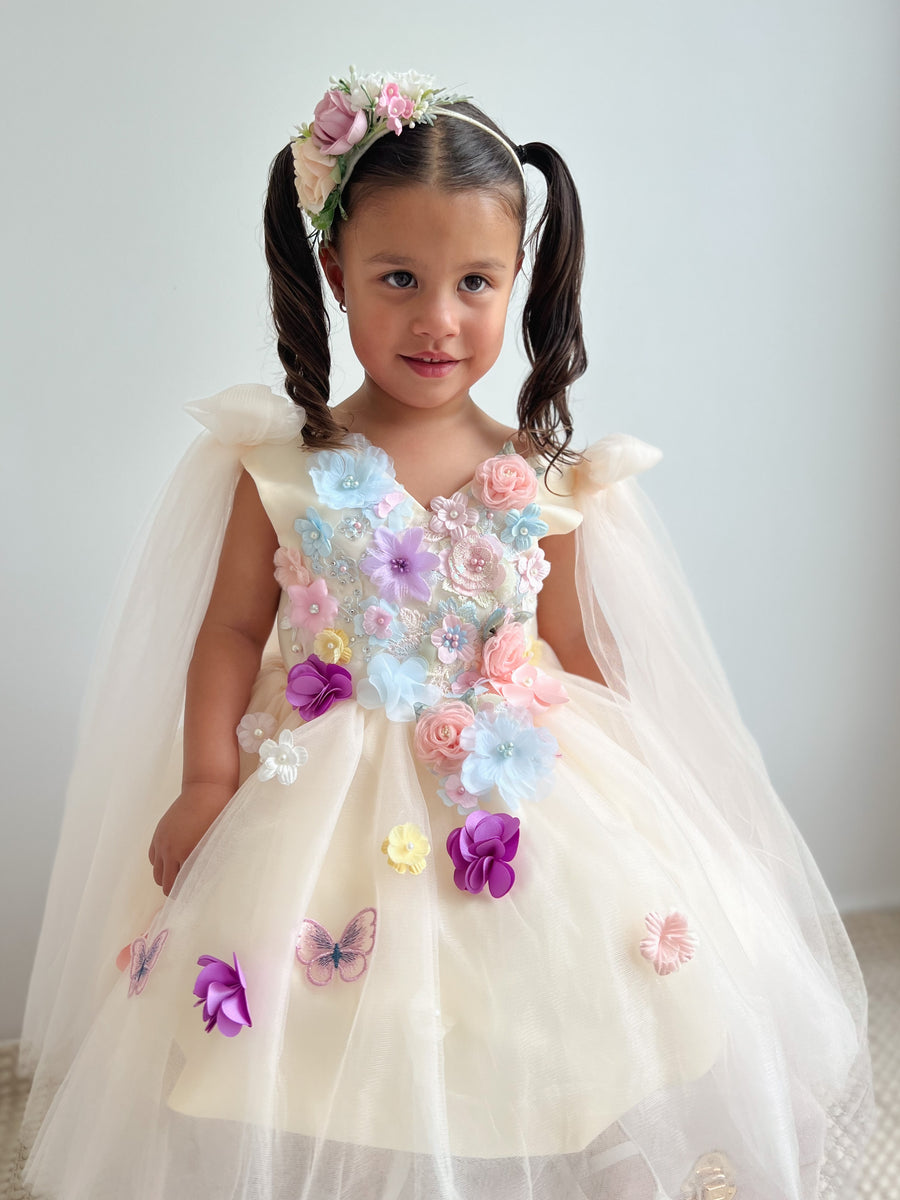 Floral Princess Dress - Yellow