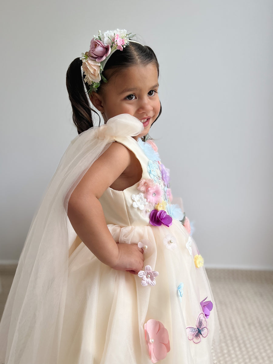 Floral Princess Dress - Yellow
