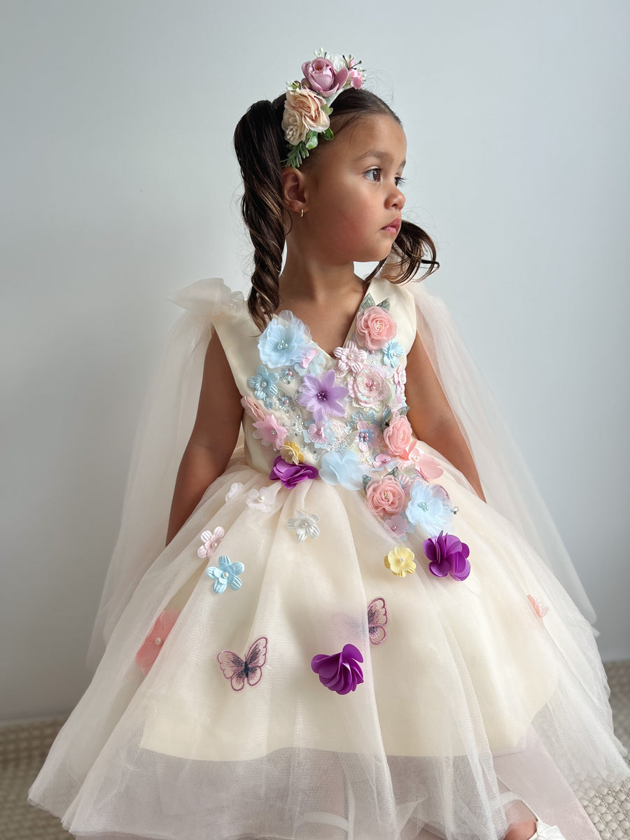 Floral Princess Dress - Yellow