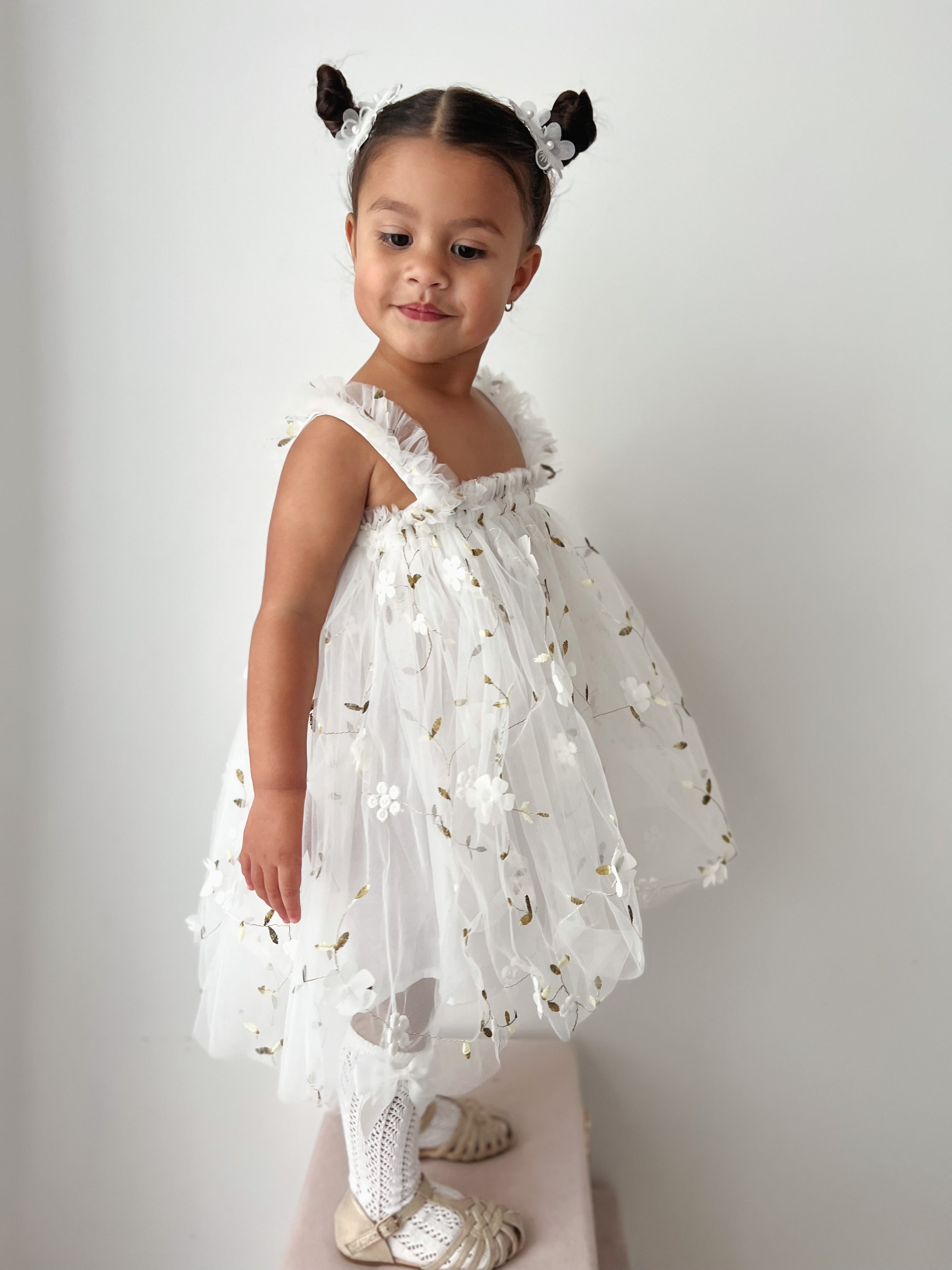 Weißes Blumengartenkleid