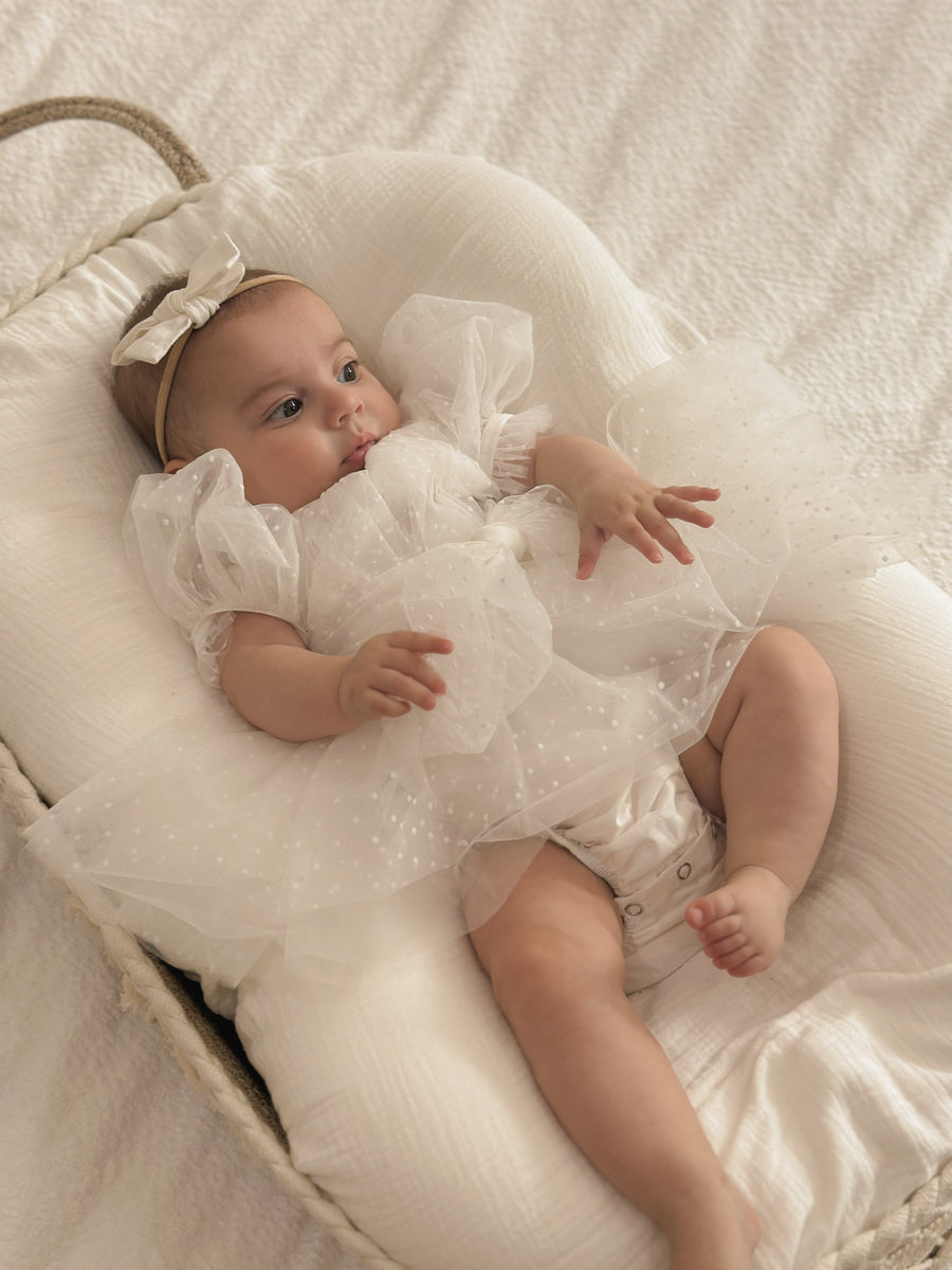 Party Swiss Dot Romper Dress