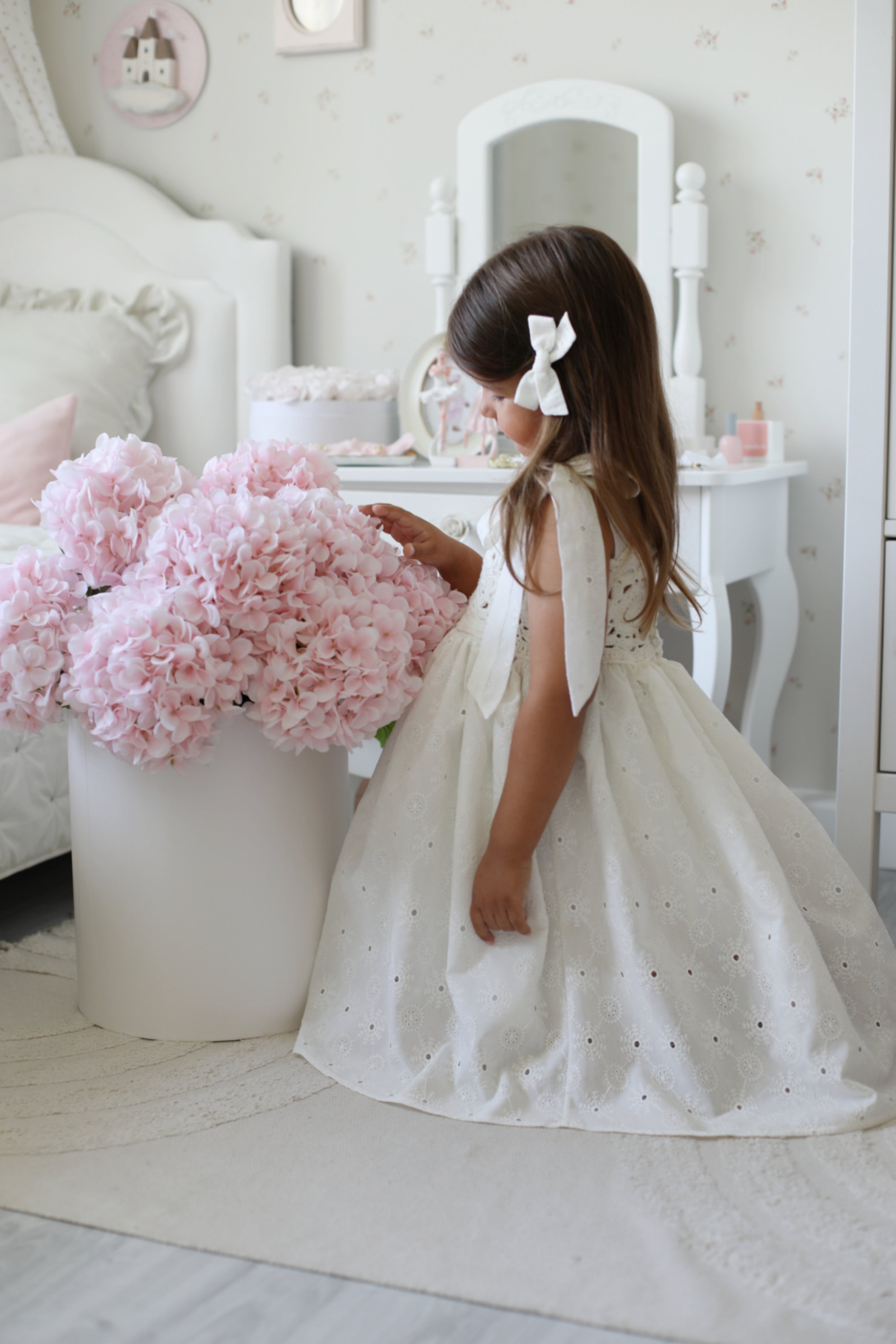 Arabella Handmade Ivory Crochet Girls Dress 🤍