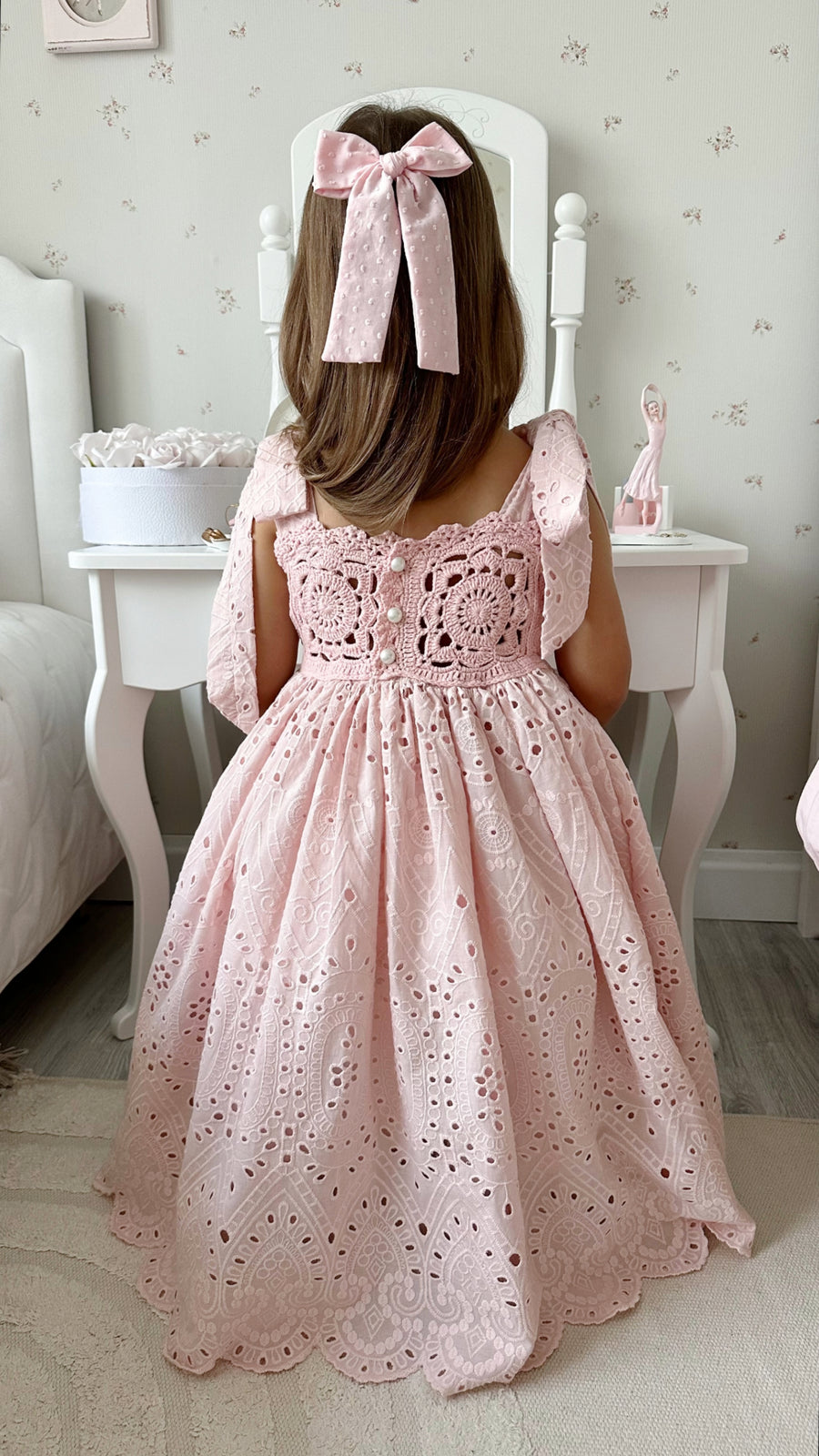 Arabella Handmade Pink Crochet Girls Dress Mik & Me Arabella Handmade Pink Crochet Girls Dress Mik & Me