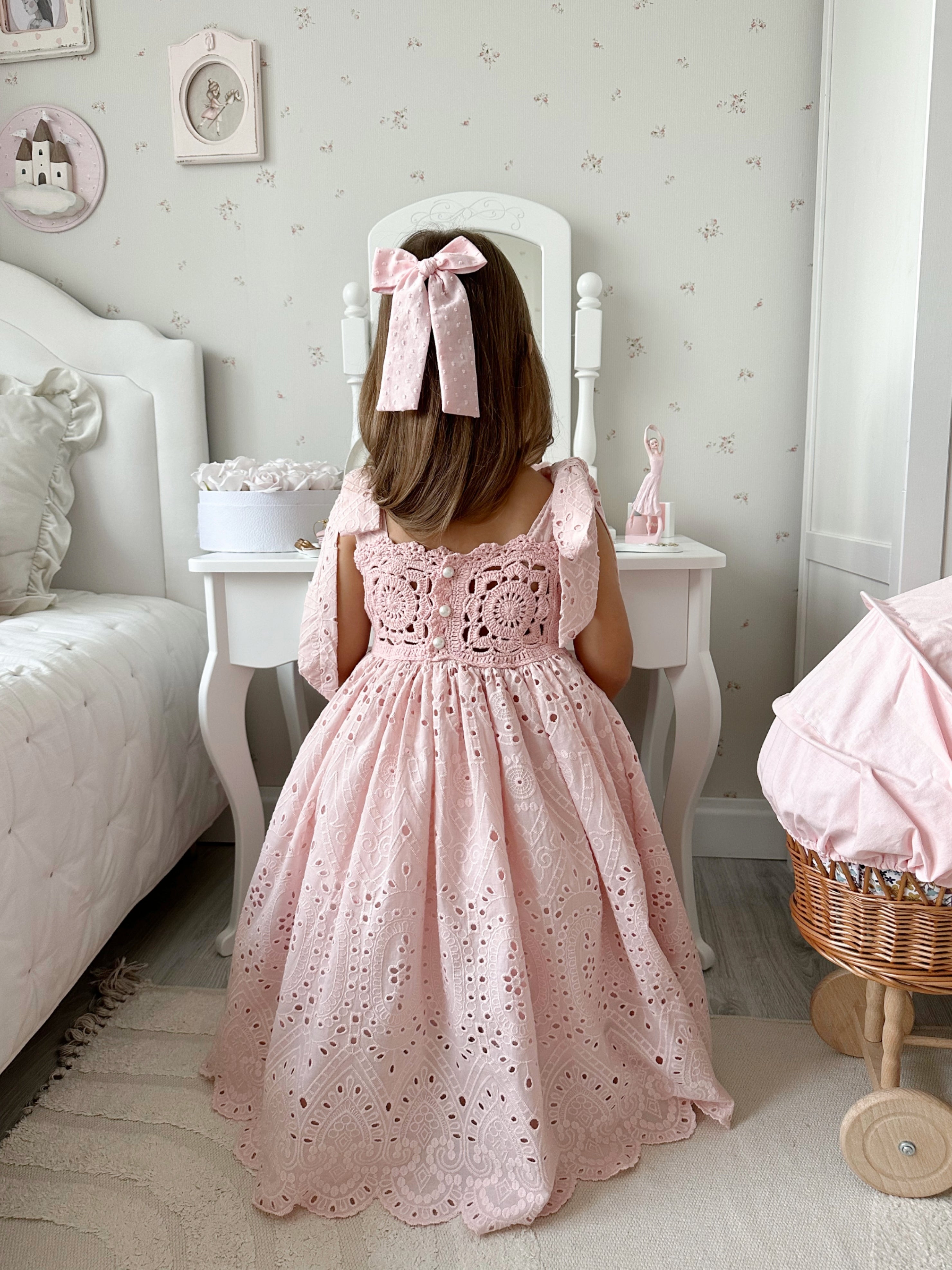 Arabella Handmade Pink Crochet Girls Dress 🌸