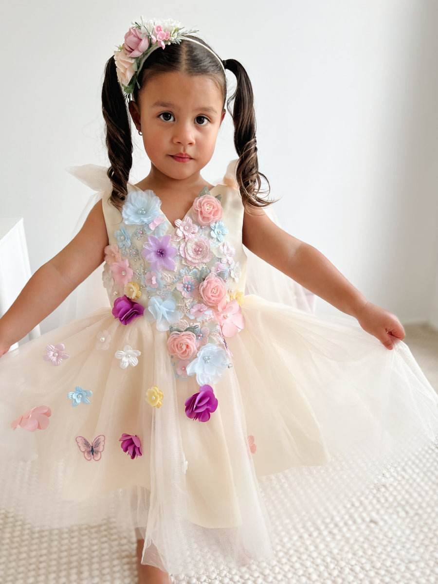 Floral Princess Dress - Yellow