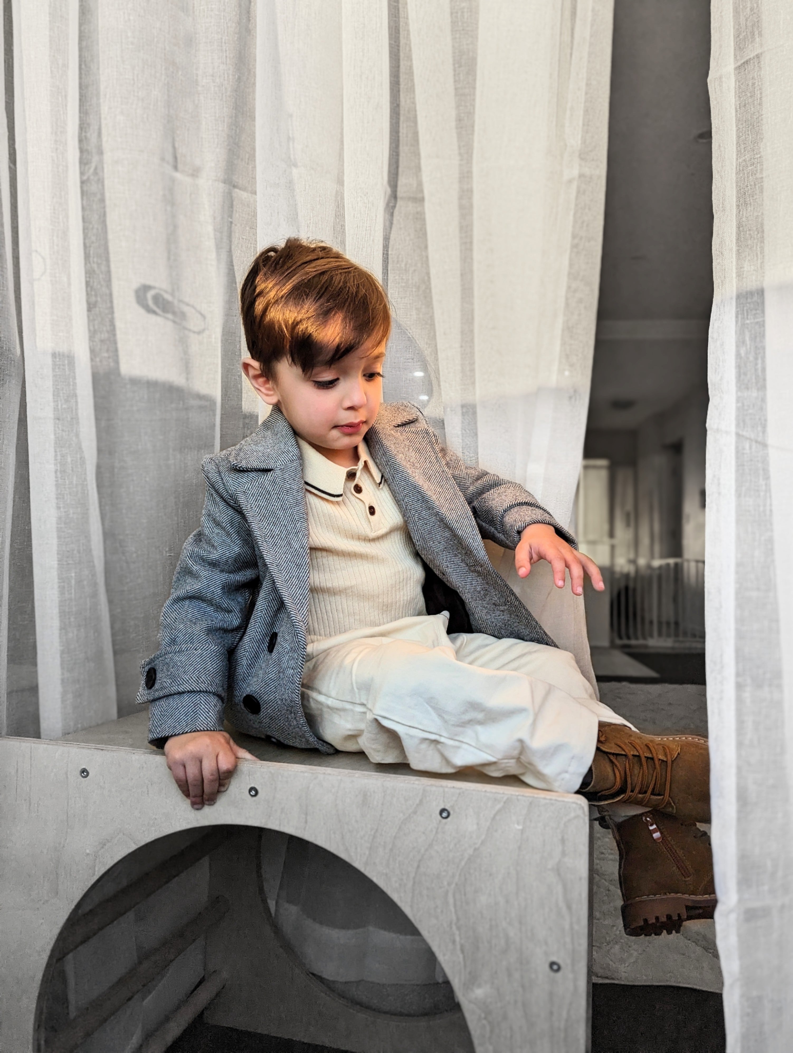 Boys Winter Luxe Coat - Grey Size 2-14 Years