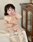 Baby Girl Knitted Romper with Ruffled Collar