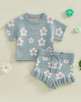 Girls Floral Knit Set