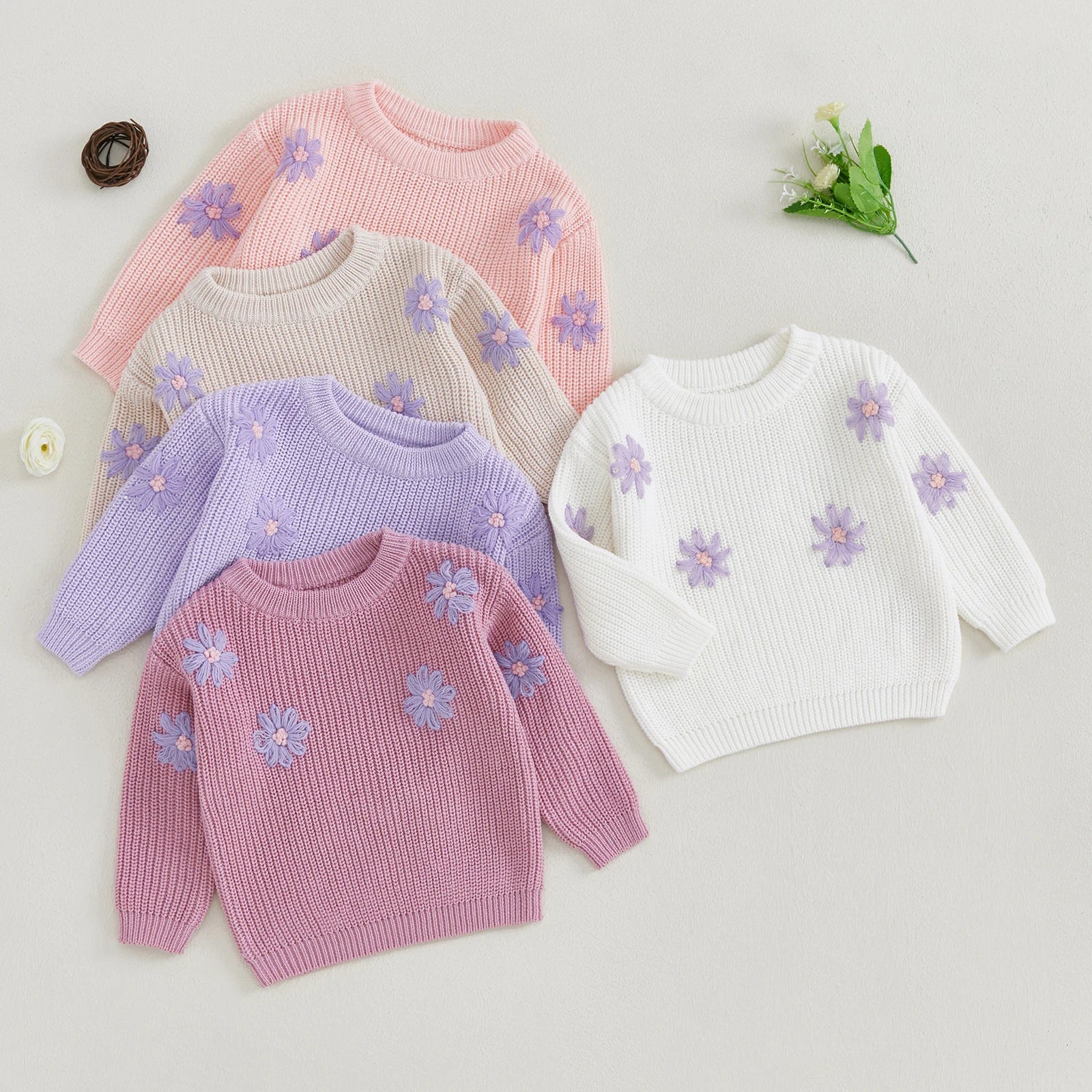 Girls & Baby Floral Knit