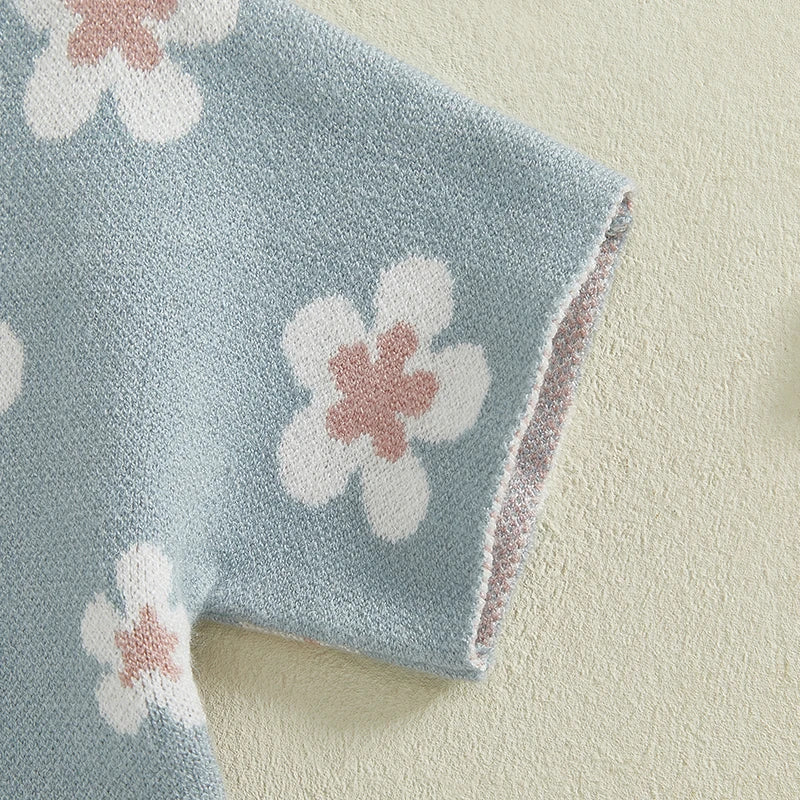 Girls Floral Knit Set