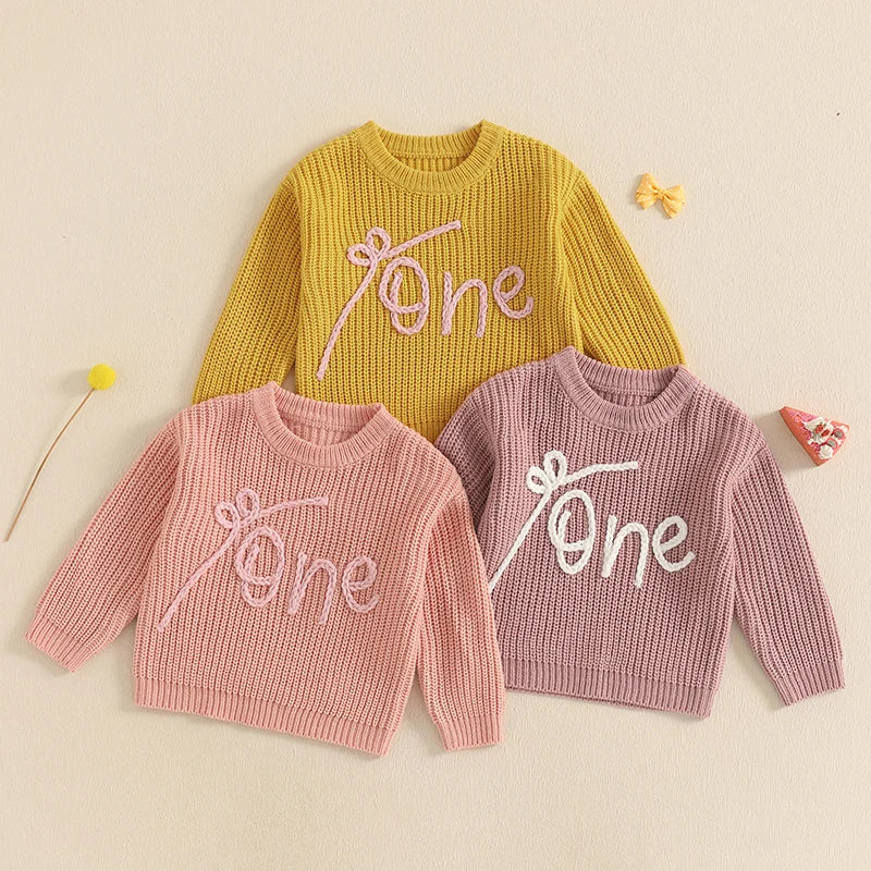 Baby Girl "One" First Birthday Knit