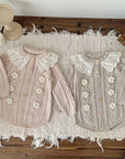 Baby Girl Knitted Romper with Ruffled Collar