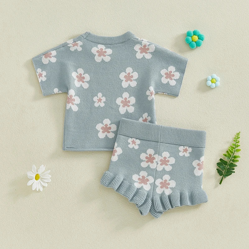 Girls Floral Knit Set