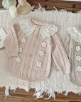 Baby Girl Knitted Romper with Ruffled Collar