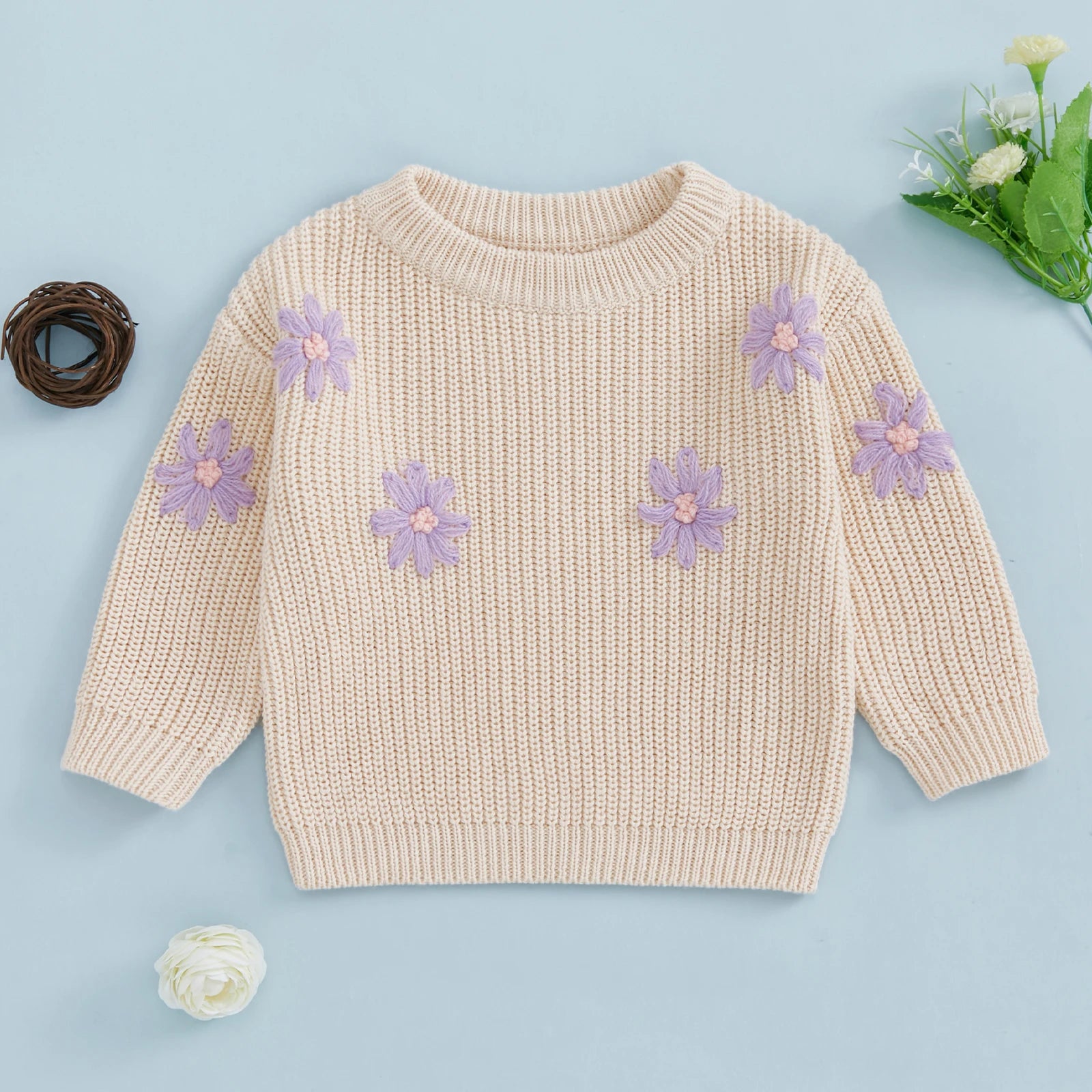 Girls & Baby Floral Knit