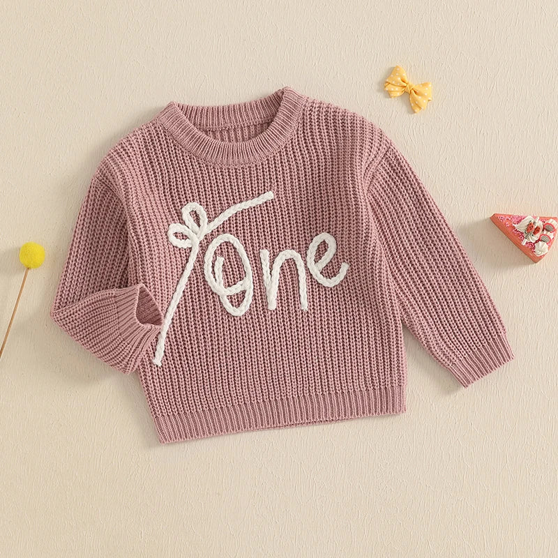 Baby Girl "One" First Birthday Knit