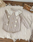 Baby Girl Knitted Romper with Ruffled Collar