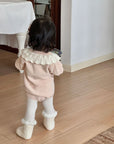 Baby Girl Knitted Romper with Ruffled Collar
