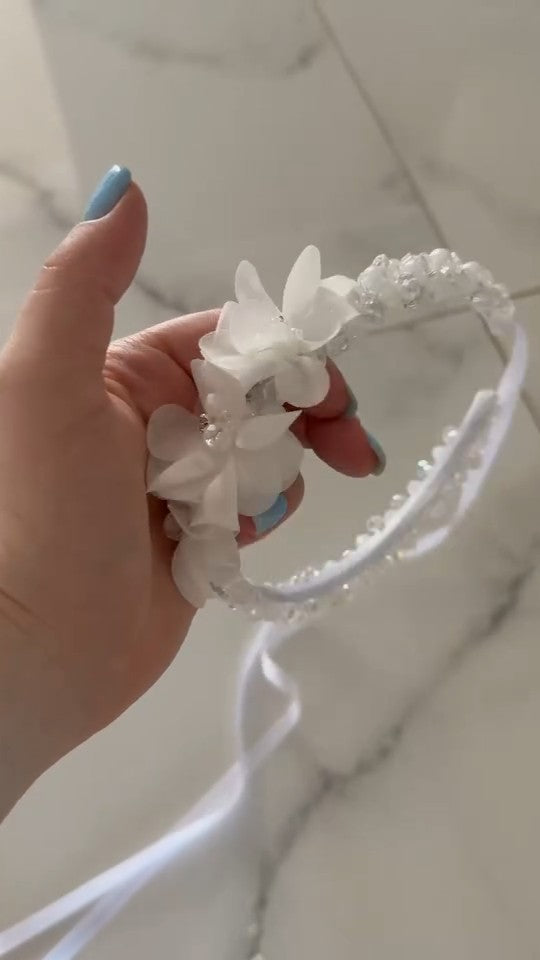 Penelope Handmade Lace and Diamante Hair Crown MK031