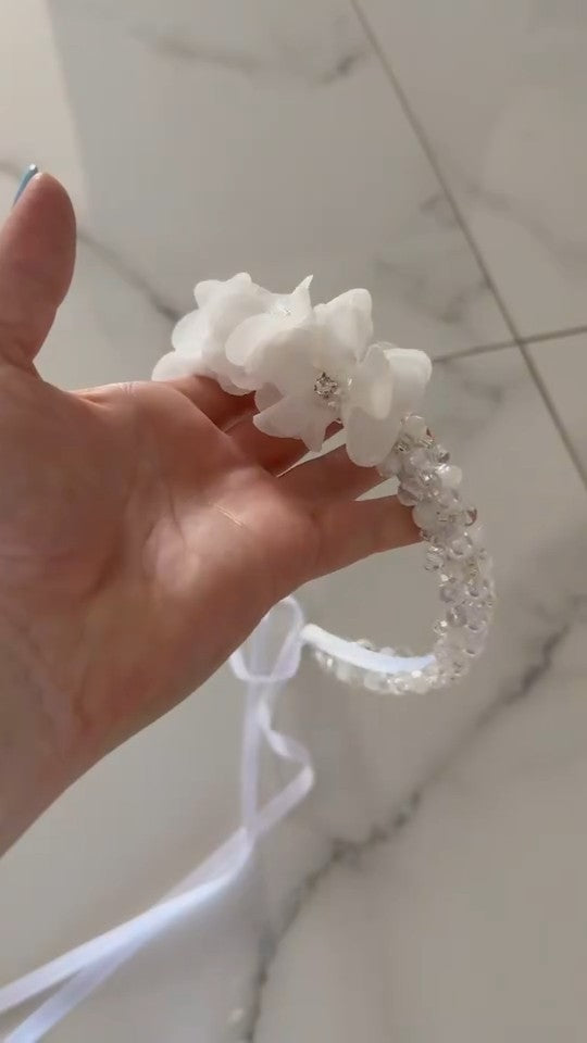 Penelope Handmade Lace and Diamante Hair Crown MK031