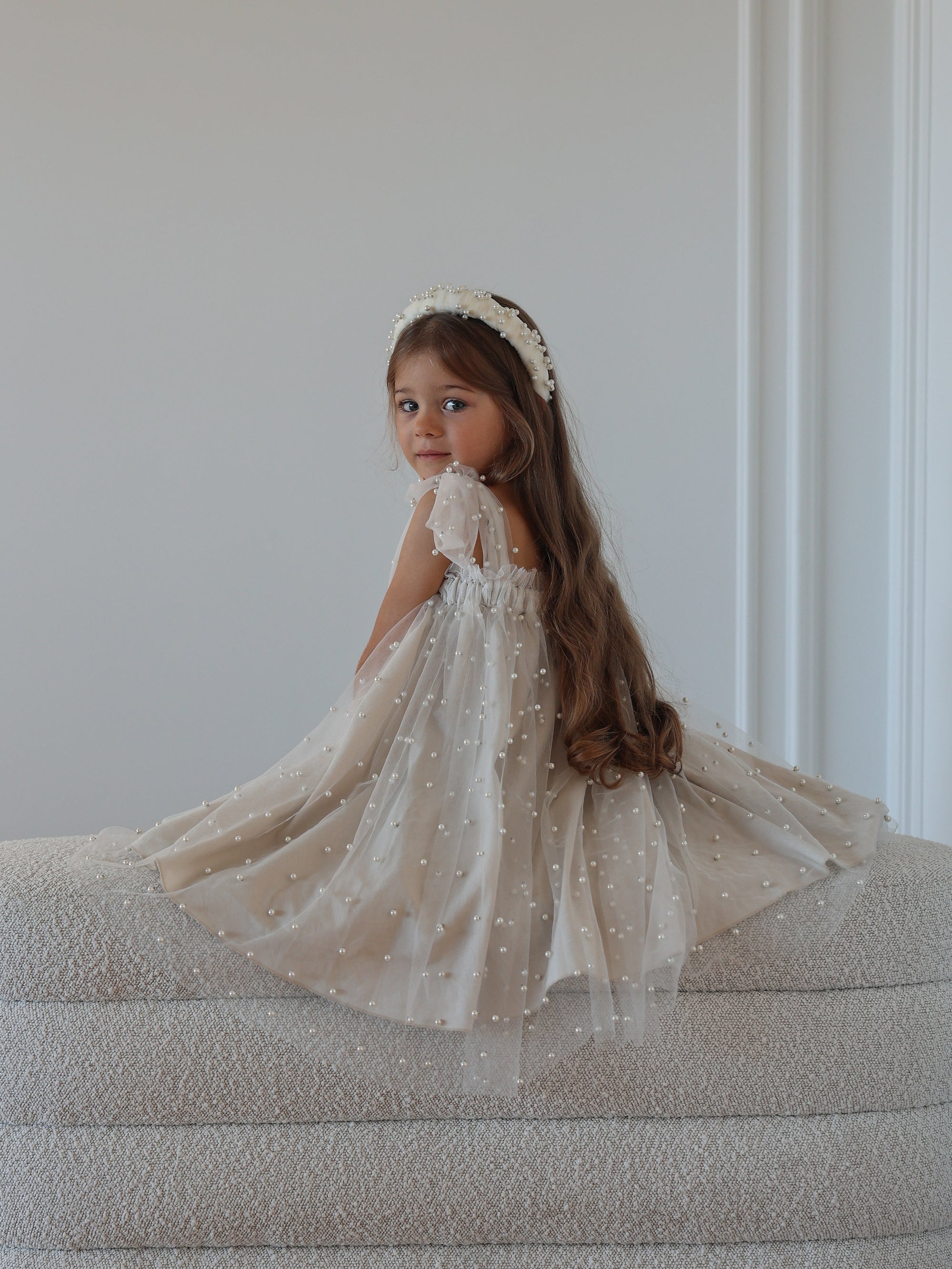 Pearl Girl Dress Ivory - Made To Order MK005