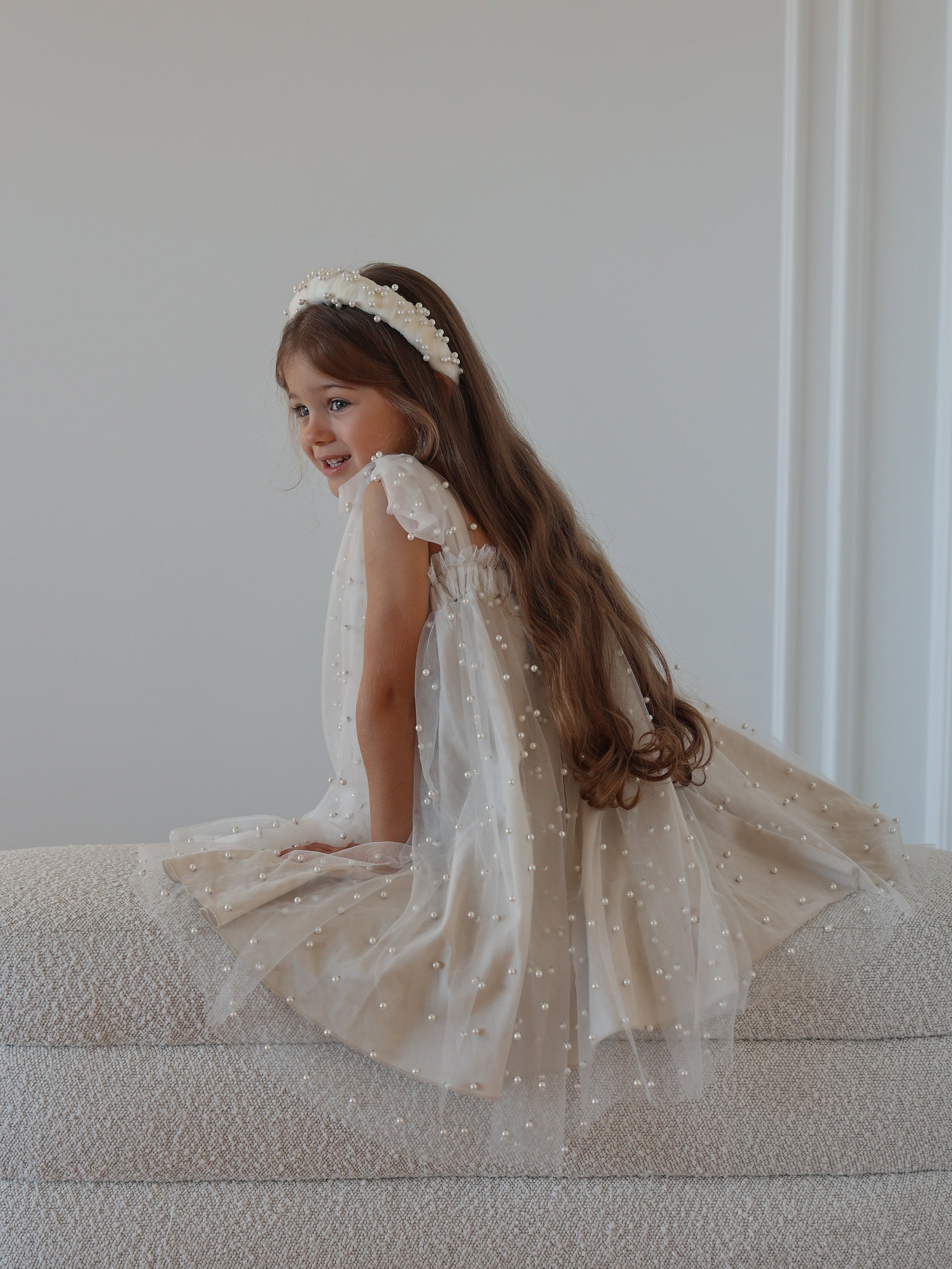 Pearl Girl Dress Ivory - Made To Order MK005