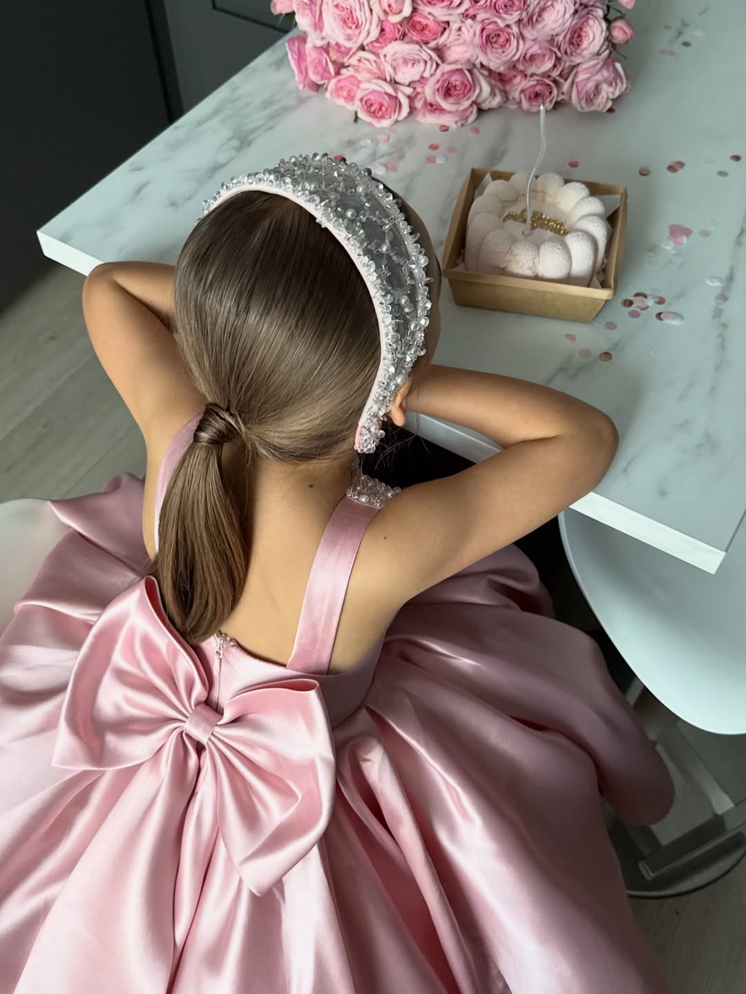Princess Belle Satin Girls Special Occasion Dress (Made to order) 🩷🪄 MK054