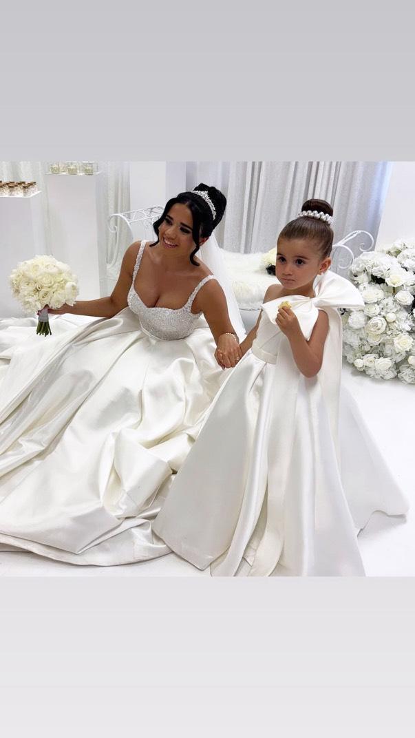 Jasmine Ivory Satin Girls Special Occasion Dress (Made to order) MK004