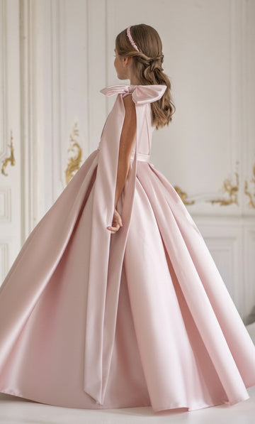 Jasmine Ivory Satin Girls Special Occasion Dress (Made to order) Pink 🩷