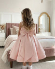 Sophia Mikado Flower Girl Dress - Ankle Length (Made to order) Pink