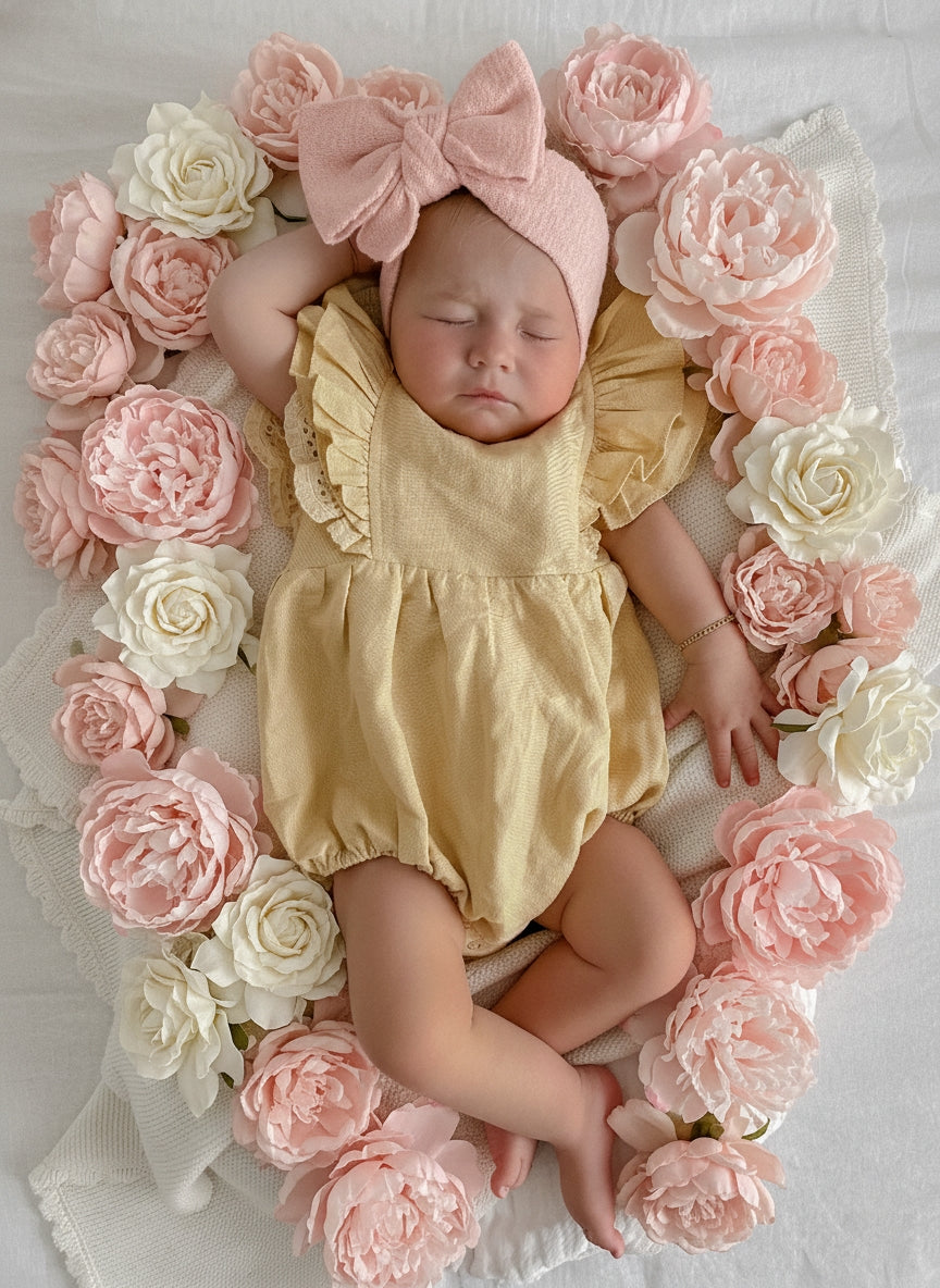 Mik & Me Exclusive Romper - 100% Linen/Organic Cotton (Shipped within 2 days)