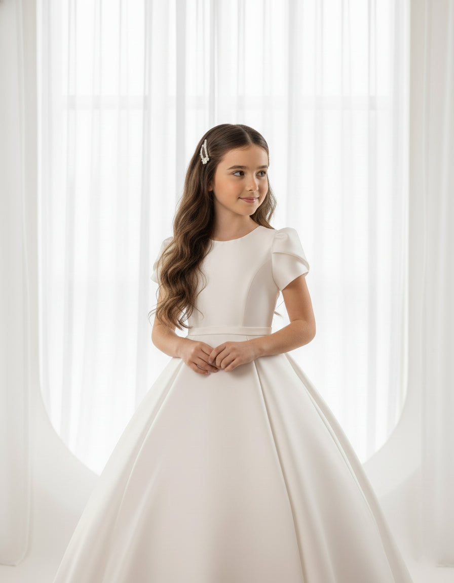 Ivory Mikado Flower Girl Dress MIK & ME Exclusive (Made to order) MK047