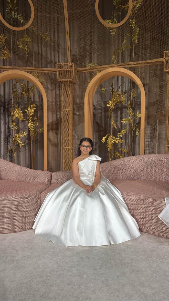 Jasmine Ivory Satin Girls Special Occasion Dress (Made to order) MK004