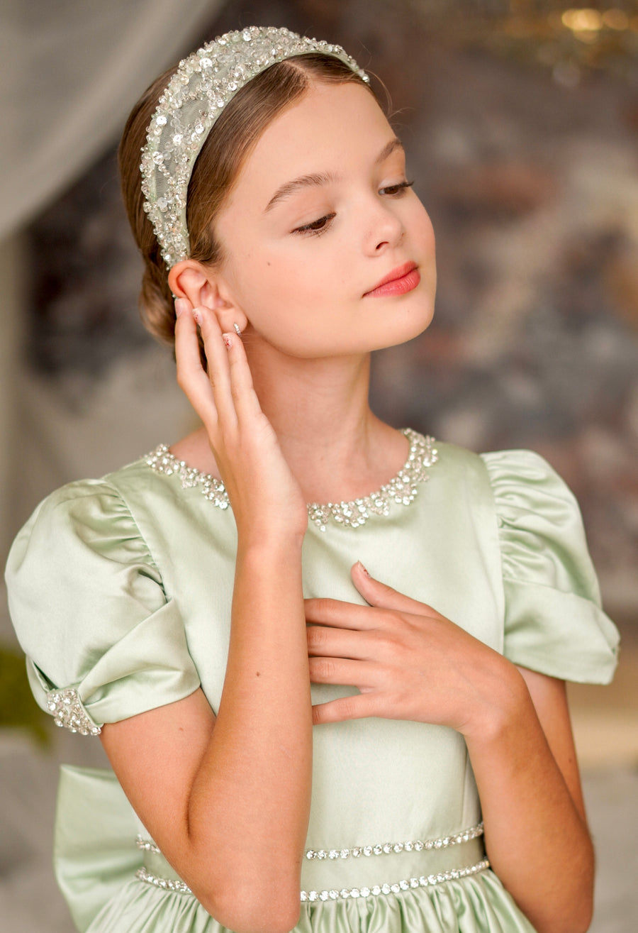 Mint Green Embroidery Handmade Hairband