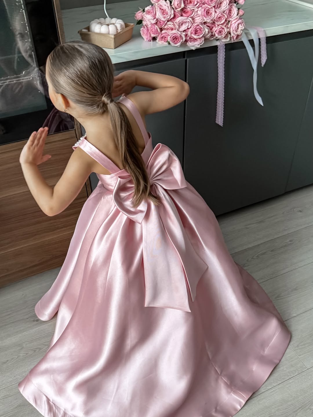 Princess Belle Satin Girls Special Occasion Dress (Made to order) 🩷🪄 MK054