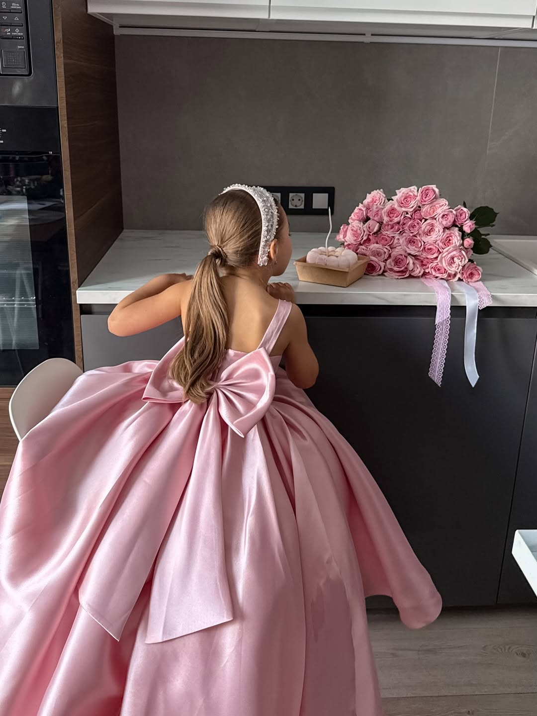Princess Belle Satin Girls Special Occasion Dress (Made to order) 🩷🪄 MK054
