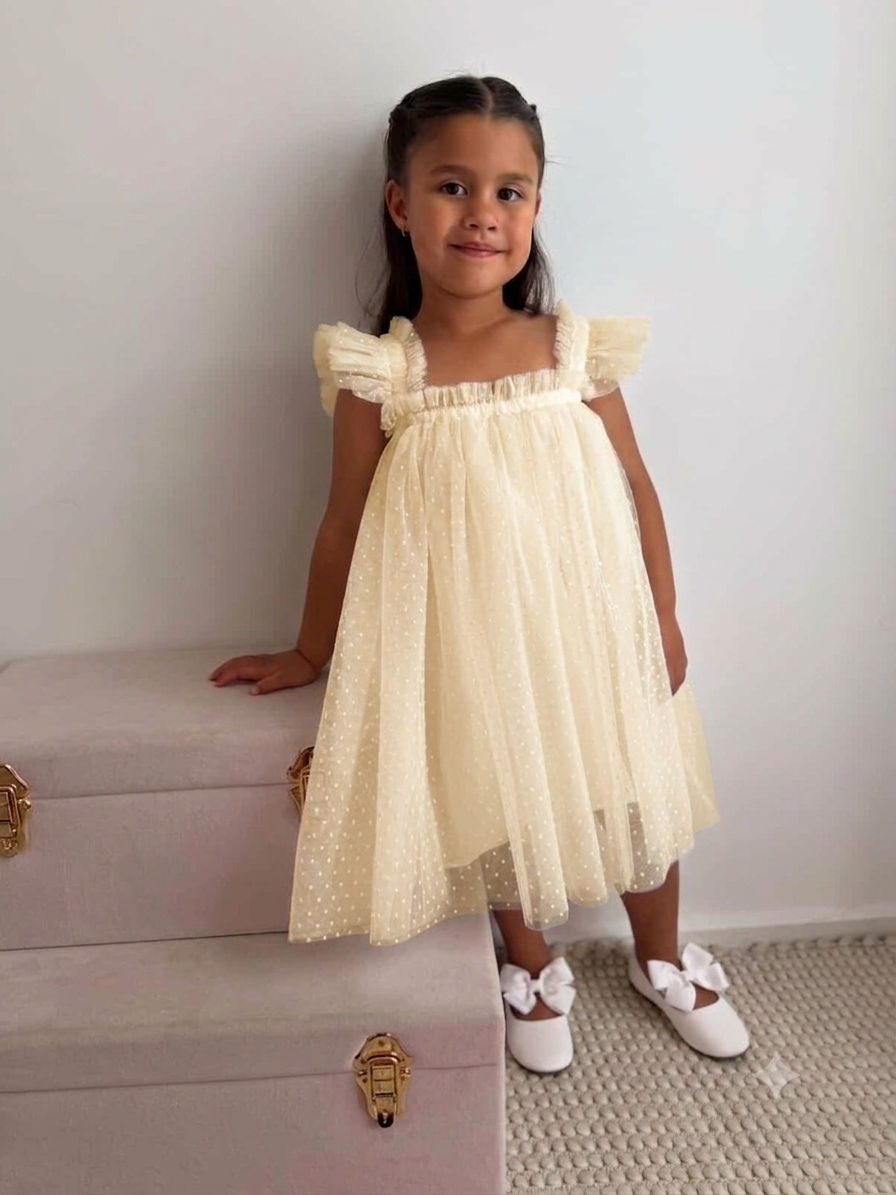 Swiss Dot Tutu Dress - Yellow
