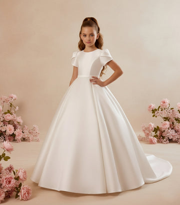 Ivory Mikado Flower Girl Dress MIK & ME Exclusive (Made to order)