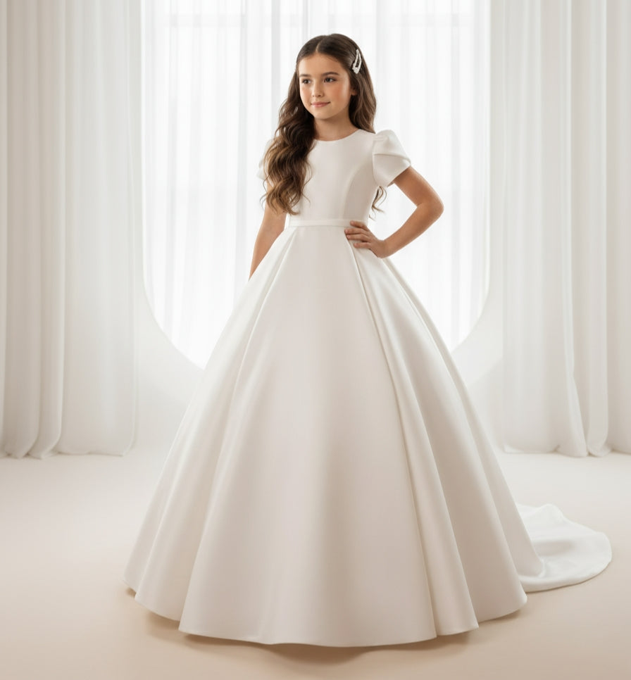 Ivory Mikado Flower Girl Dress MIK & ME Exclusive (Made to order) MK047